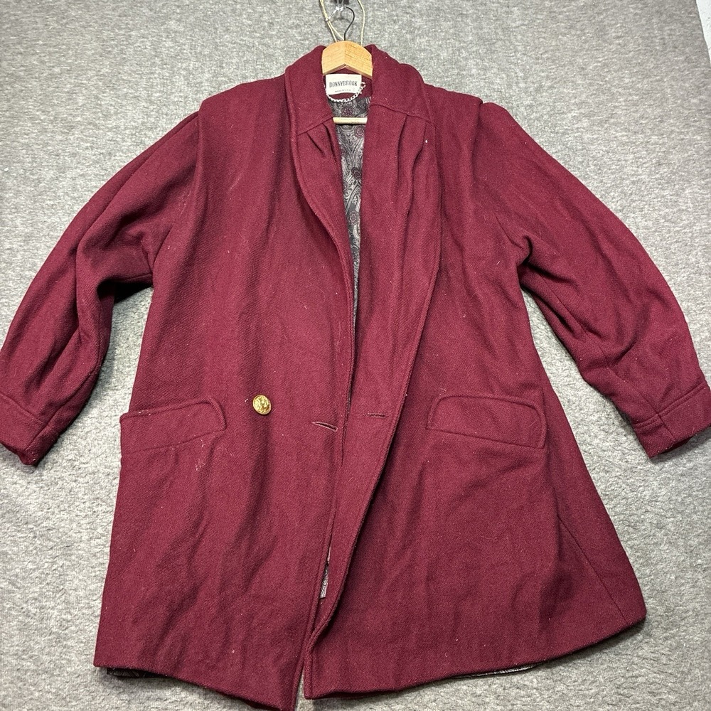 Vintage Donnybrook Women's Wool Coat Size 14 Red USA Double Breasted 80's 70's